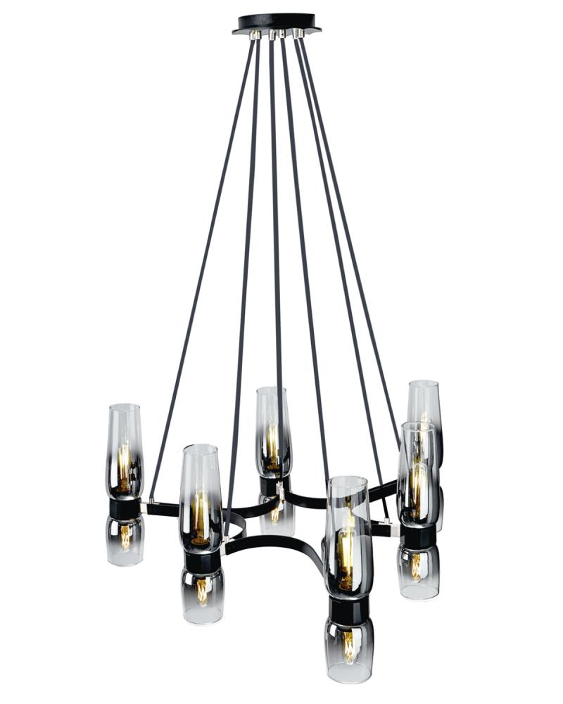 Flame Chandelier - Matte Black With Chrome