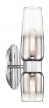 Norwell 9760-CH-CLGR - Flame 2-Light Vanity Sconce - Chrome