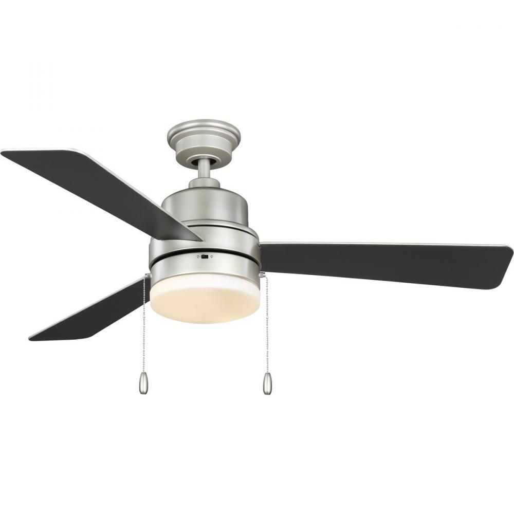 Trevina V 52" 3-Blade Indoor Painted Nickel Modern Ceiling Fan with Light Kit and White Opal Sha