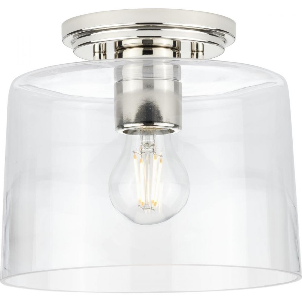 Adley Collection  One-Light Polished Nickel Clear Glass New Traditional Flush Mount Light