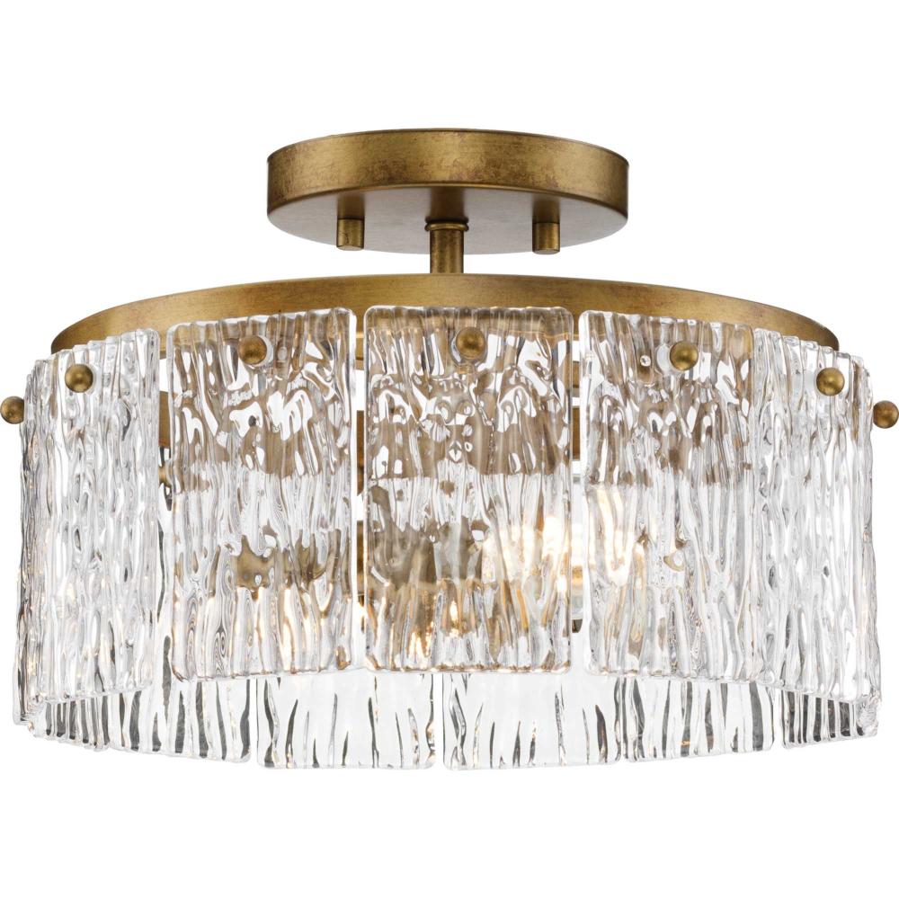 Chevall Collection Two-Light 12.62 in. Gold Ombre Modern Organic Flush Mount Light