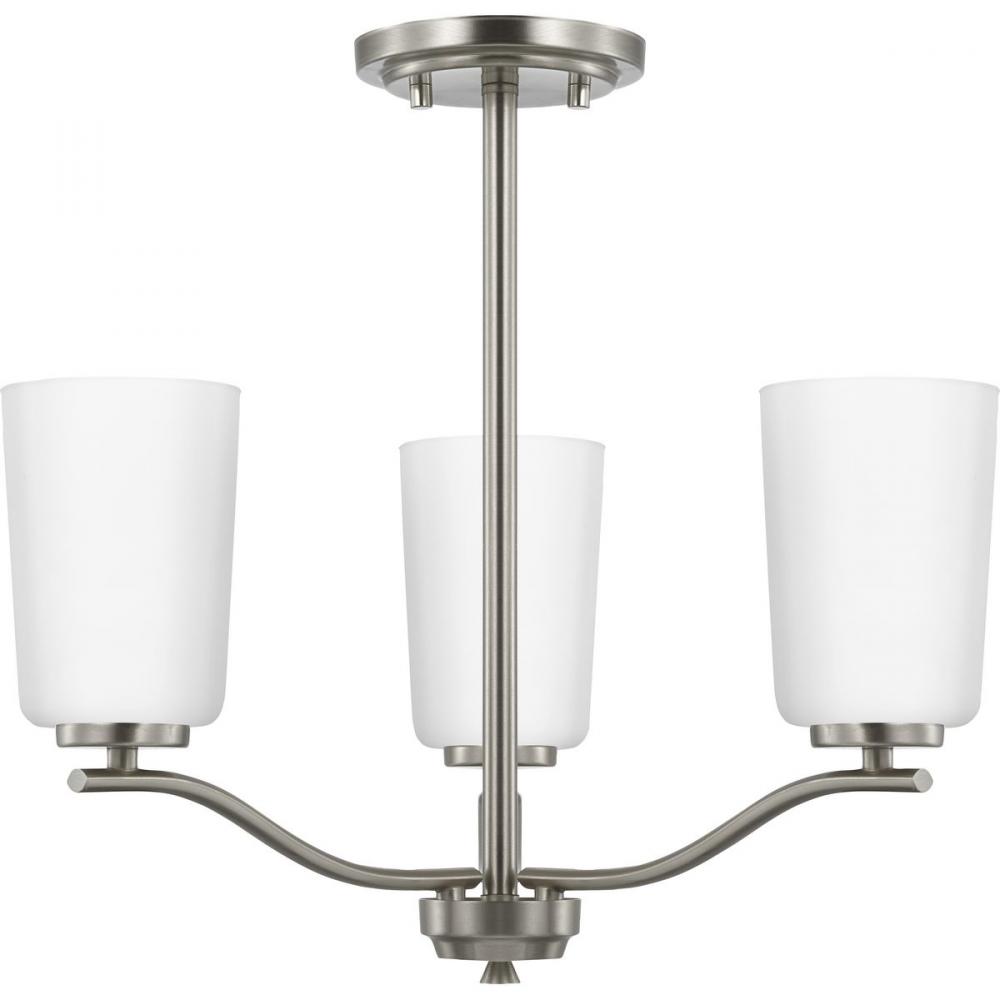 Adley Collection Three-Light Etched White Opal Glass New Traditional Semi-Flush Convertible Light
