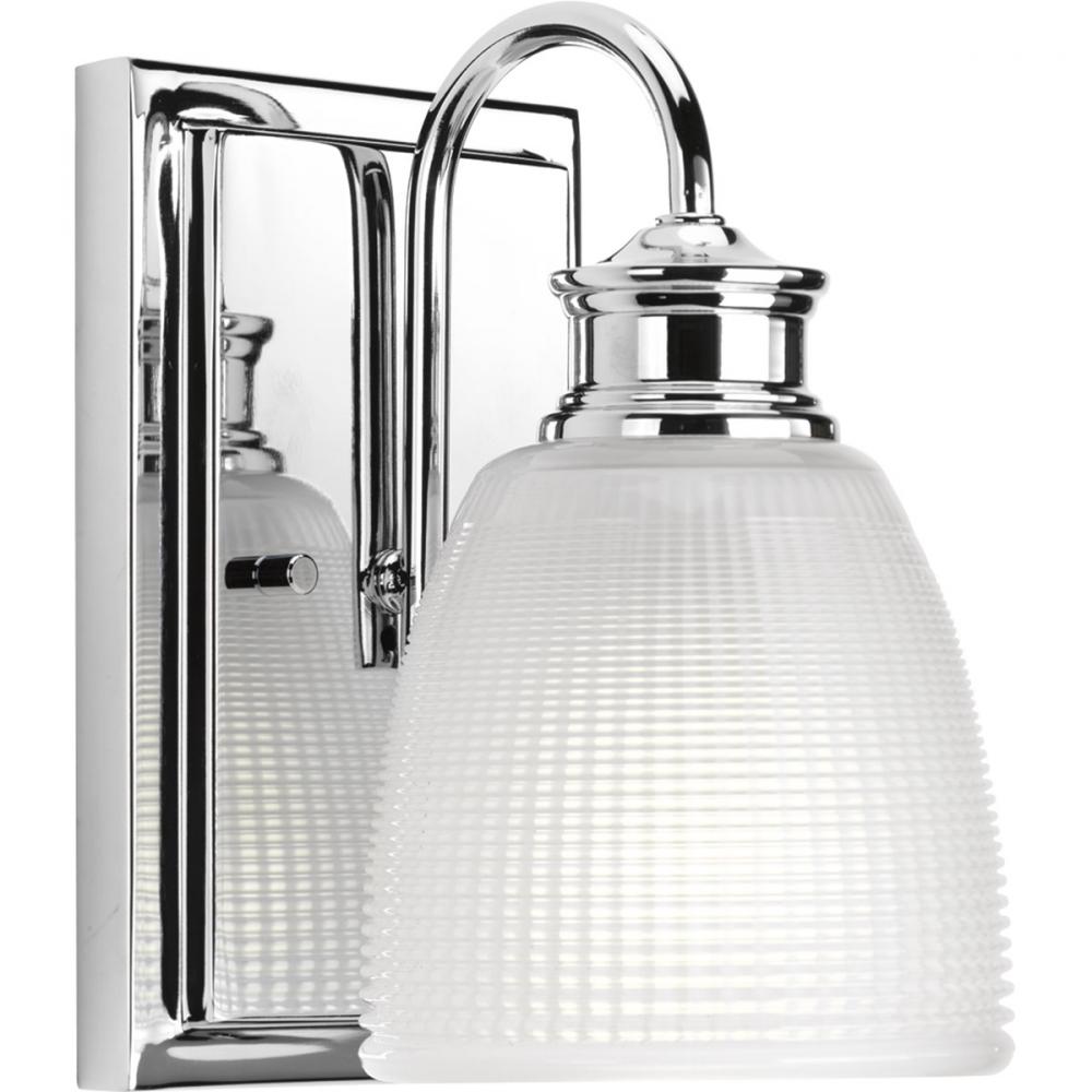 Lucky Collection One-Light Polished Chrome Frosted Prismatic Glass Coastal Bath Vanity Light