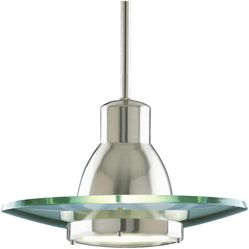 Modern Pendant One-Light Brushed Nickel Clear Glass Mini-Pendant Light