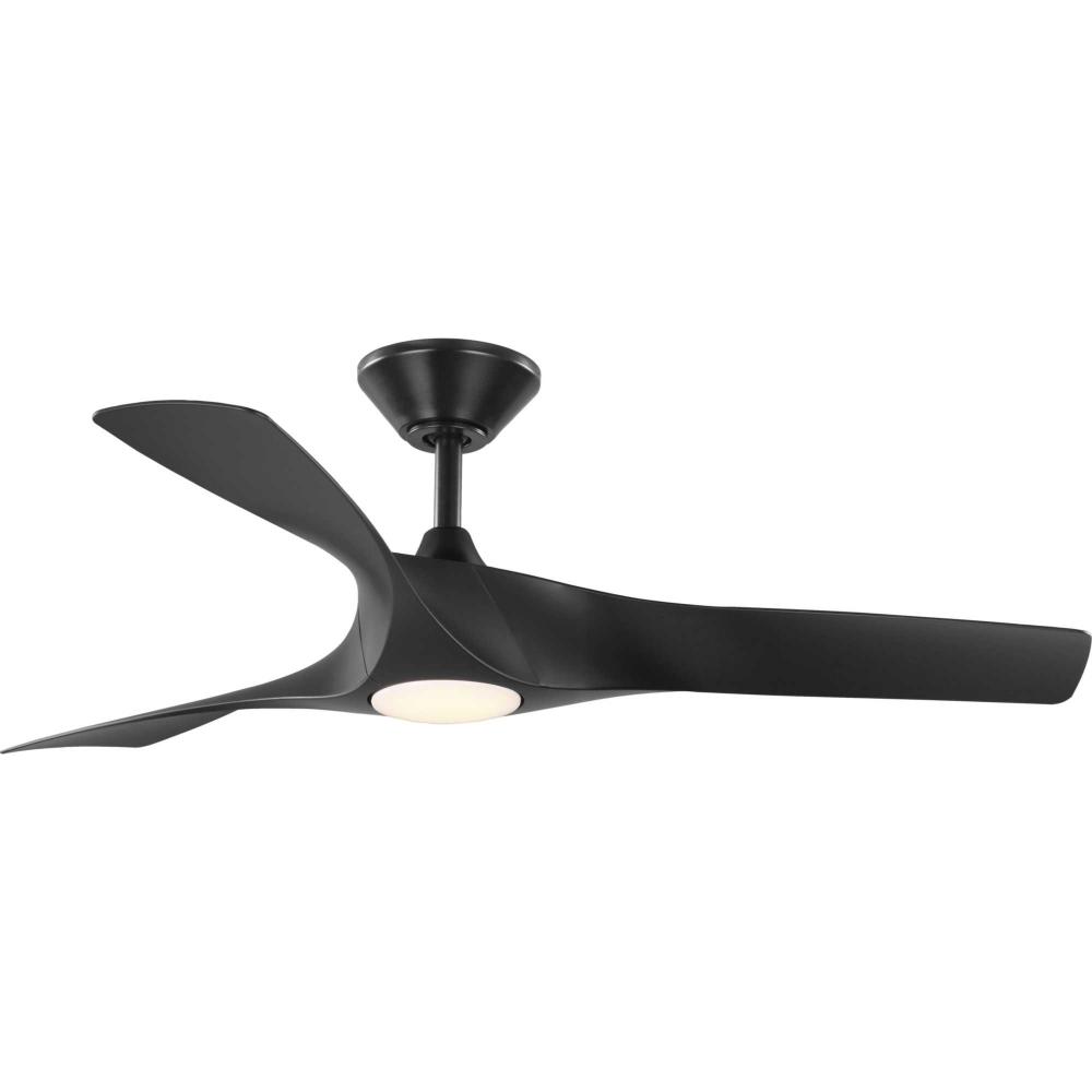 Ryne Collection 52" 3-Blade Matte Black LED Transitional Indoor/Outdoor DC Ceiling Fan