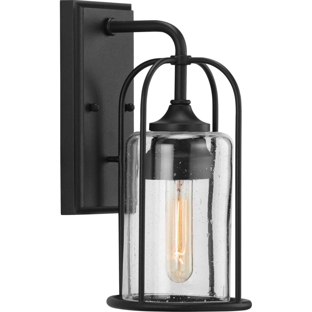 Watch Hill Collection One-Light Textured Black and Clear Seeded Glass ...