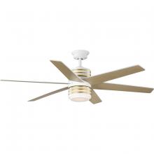 Progress P250074-030-30 - Carrollwood Collection 56-Inch Six-Blade Natural Cherry/White DC Motor Contemporary Ceiling Fan