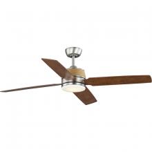  P250097-081-30 - Schaffer II Collection 56 in. Four-Blade Antique Nickel Modern Organic Ceiling Fan with Integrated L