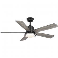 Progress P250102-31M-CS - Tarsus Collection 52 in. Five Blade Matte Black Modern Ceiling Fan with Integrated CCT-LED Light