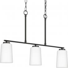 Progress P400348-31M - Adley Collection Three-Light Matte Black Etched White Glass New Traditional Linear Chandelier
