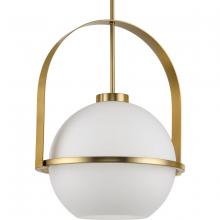 Progress P500359-109 - Delayne Collection One-Light Mid-Century Modern Brushed Bronze Etched Opal Glass Pendant Light