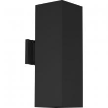  P560295-031-30 - 6" LED Outdoor Up/Down Modern Black Wall Cylinder with Glass Top Lense