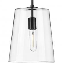 Progress P500241-031 - Clarion Collection One-Light Matte Black Clear Glass Coastal Pendant Light