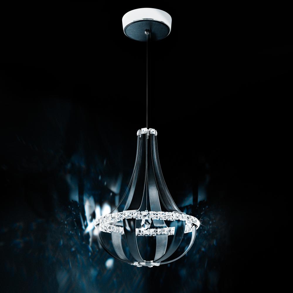 Crystal Empire LED 27in 120V Pendant in White Pass Leather with Clear Crystals from Swarovski