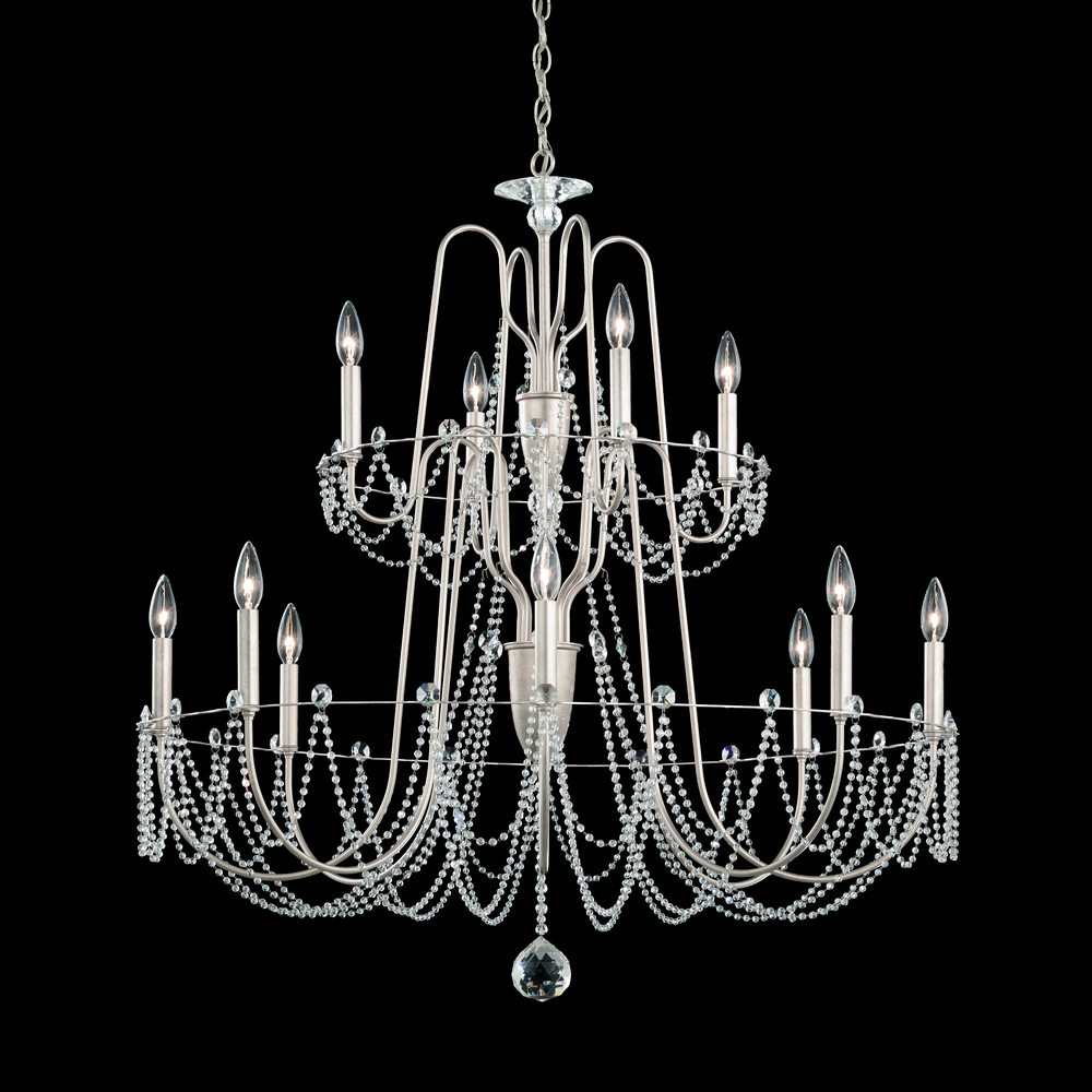 Esmery 12 Light 120V Chandelier in Polished Silver with Clear Optic Crystal