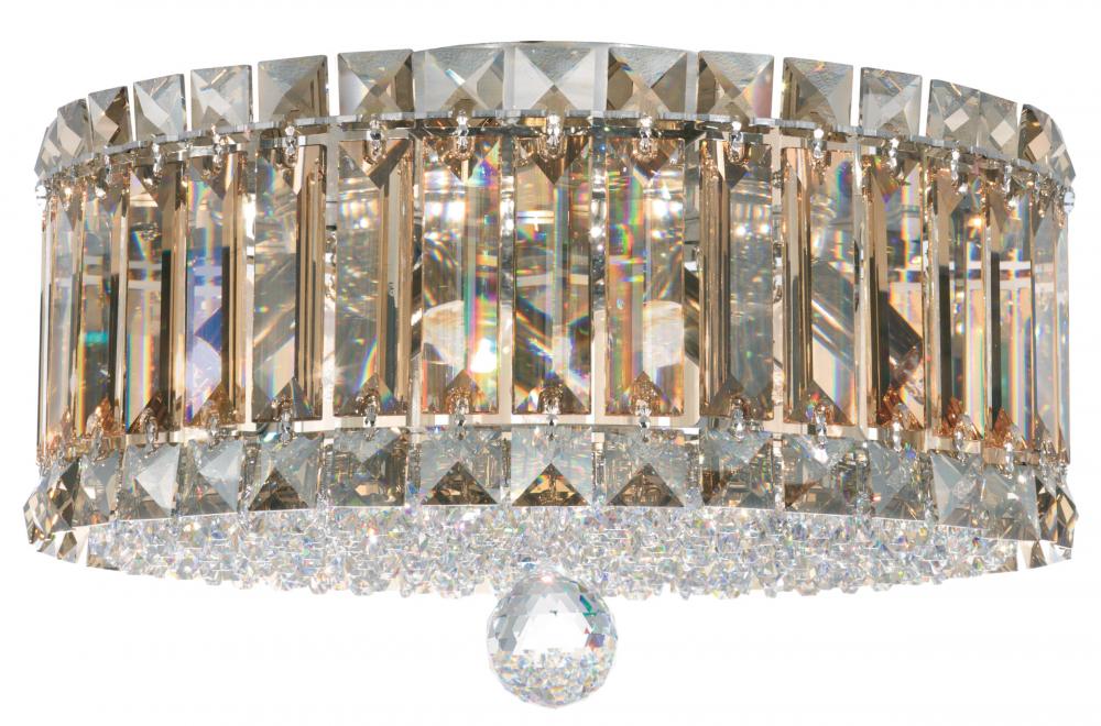 Plaza 4 Light 120V Flush Mount in Polished Stainless Steel with Clear Radiance Crystal
