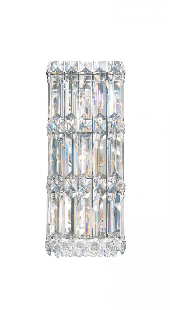 Quantum 3 Light 120V Wall Sconce in Polished Stainless Steel with Clear Radiance Crystal
