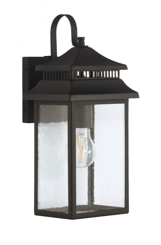 Crossbend 1 Light Small Outdoor Wall Lantern in Textured Black