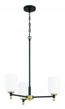  60323-FBSB - Council 3 Light Chandelier in Flat Black/Satin Brass