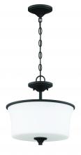  50452-FB-WG - Gwyneth 2 Light Convertible Semi Flush in Flat Black (White Glass)