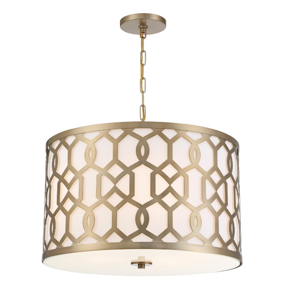 Libby Langdon for Crystorama Jennings 5 Light Aged Brass Chandelier