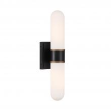  CAP-8512-MK-TG - Brian Patrick Flynn Capsule 2 Light LED Matte Black + Textured Gold Sconce