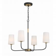  NIL-70014-BF-MG - Niles 4 Light Black Forged + Modern Gold Chandelier