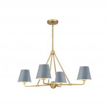  XAV-B9304-VG-BL - Xavier 4 Light Vibrant Gold + Blue Chandelier