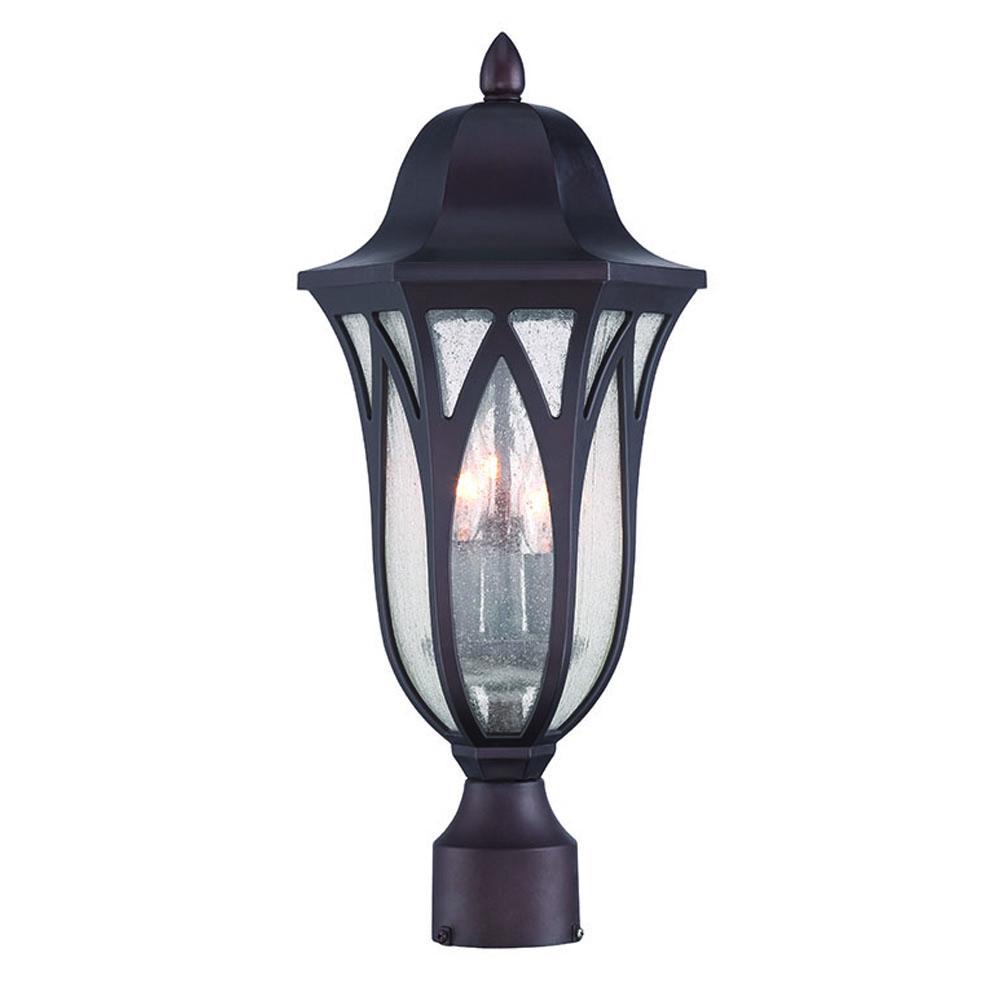 Milano Collection Post Lantern 3-Light Outdoor Architectural Bronze Light Fixture