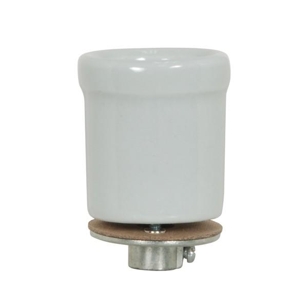Keyless Porcelain Beaded Body Socket With Flange And 1/8 IP Cap; Glazed; 660W; 250V