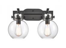 Innovations Lighting 411-2W-BK-G410-7CL - Newton Sphere - 2 Light - 17 inch - Matte Black - Bath Vanity Light