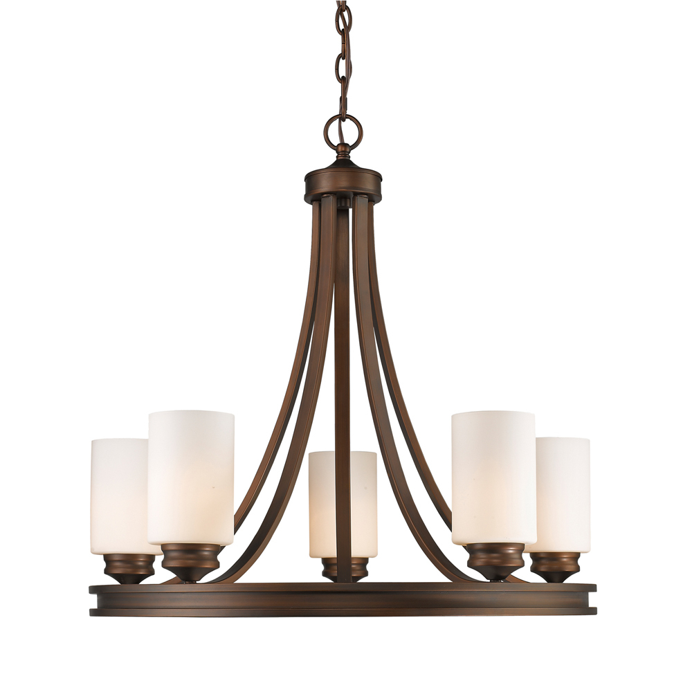 Hidalgo Five Light Chandelier in the Sovereign Bronze finish with Opal Glass