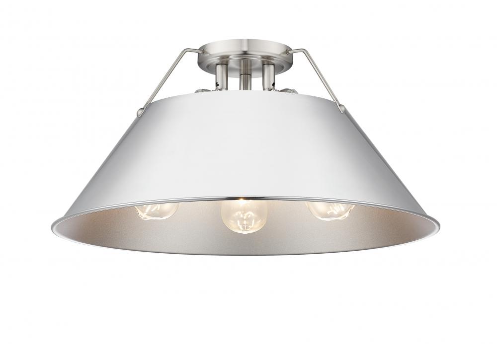 Orwell PW 3 Light Flush Mount in Pewter with Chrome shade