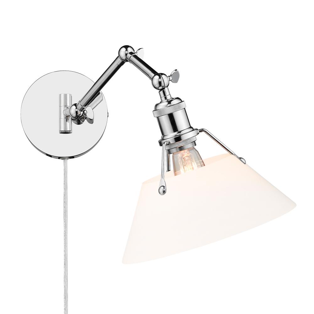 Orwell CH 1 Light Articulating Wall Sconce in Chrome with Opal Glass