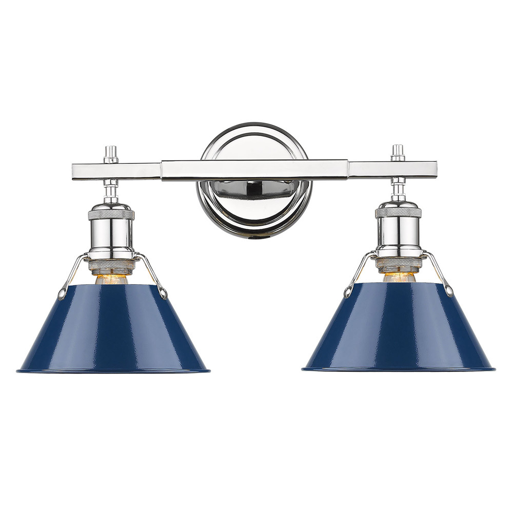 Orwell CH 2 Light Bath Vanity in Chrome with Matte Navy shades
