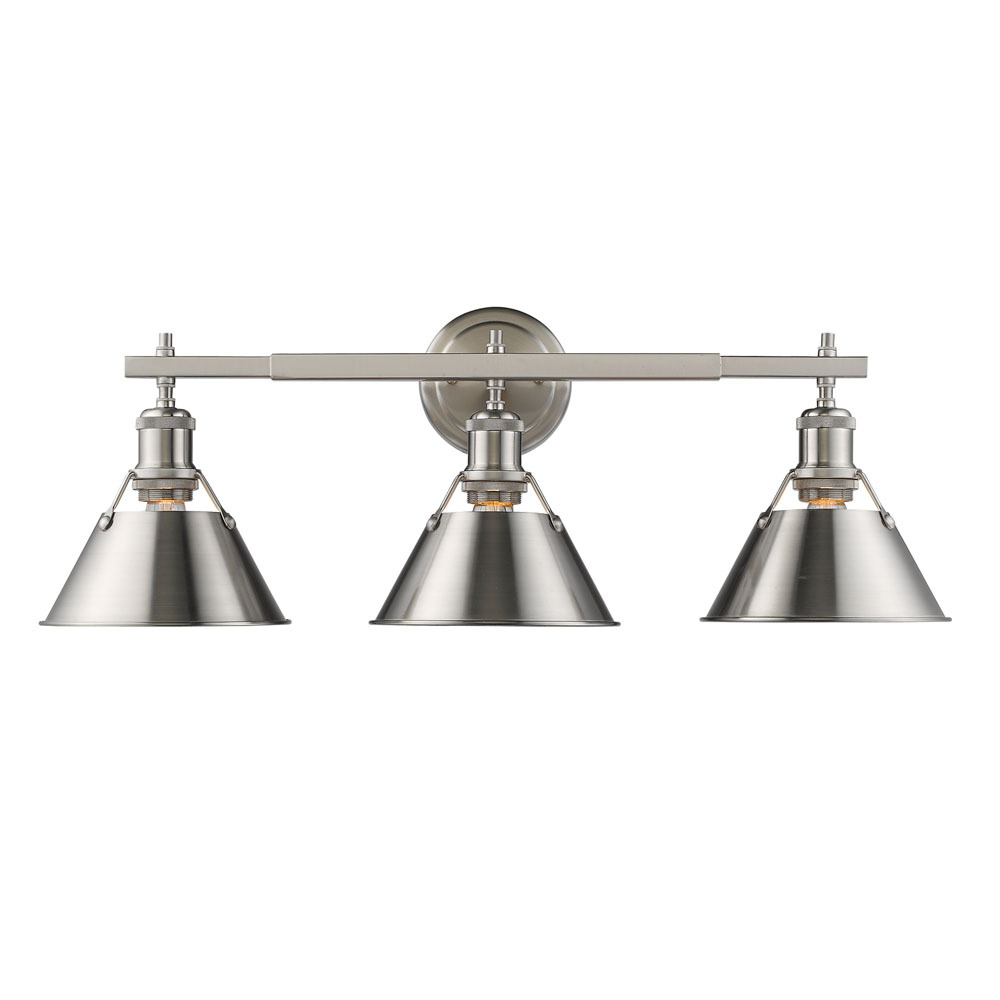 Orwell PW 3 Light Bath Vanity in Pewter with Pewter shades