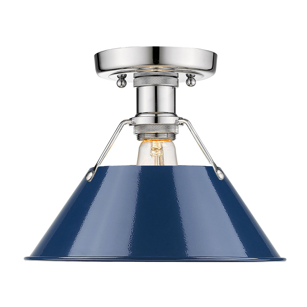 Orwell CH Flush Mount in Chrome with Matte Navy shade