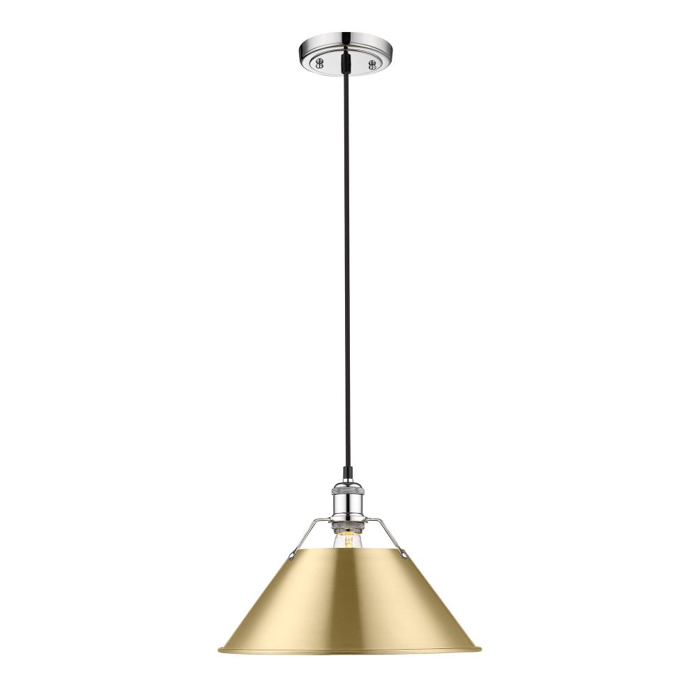 Orwell CH Large Pendant - 14" in Chrome with Brushed Champagne Bronze shade
