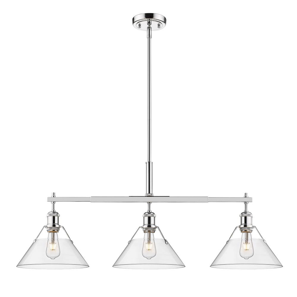 Orwell CH 3 Light Linear Pendant in Chrome with Clear Glass