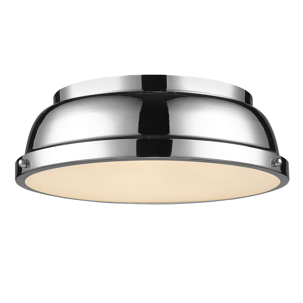 Duncan 14" Flush Mount in Chrome with a Chrome Shade