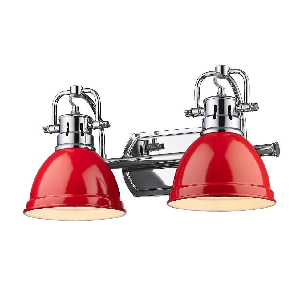 Duncan 2 Light Bath Vanity in Chrome with Red Shades