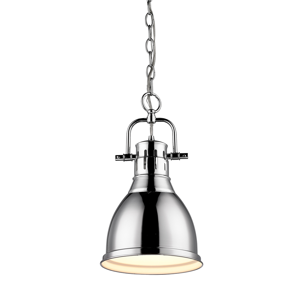 Duncan Small Pendant with Chain in Chrome with a Chrome Shade