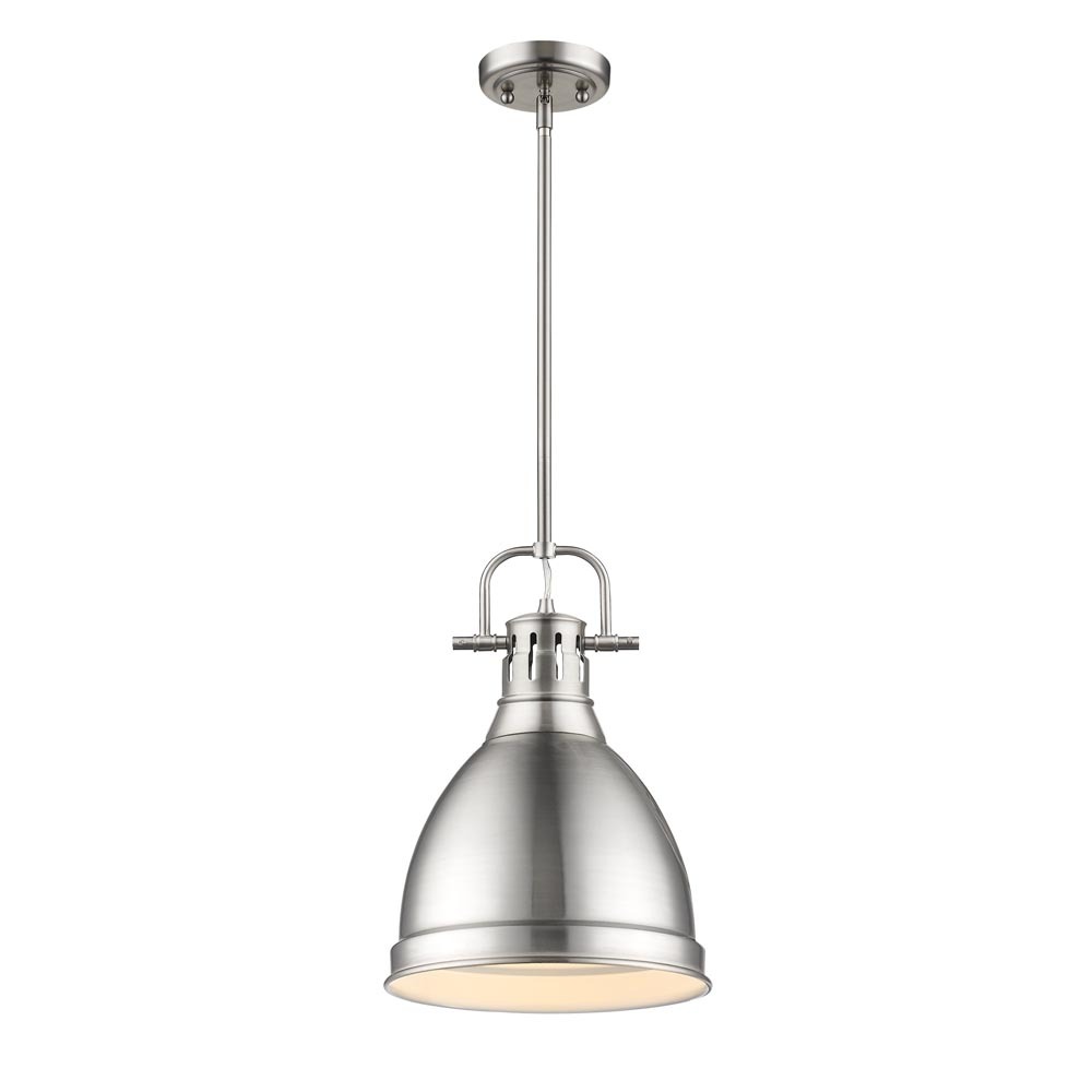 Duncan Small Pendant with Rod in Pewter with a Pewter Shade