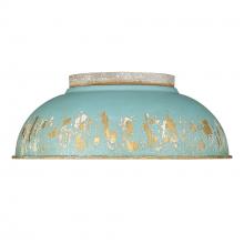 Golden 0865-FM AGV-TEAL - Kinsley Flush Mount in Aged Galvanized Steel with Antique Teal Shade
