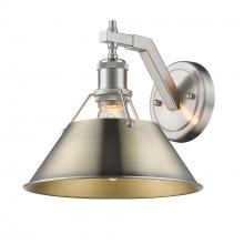 Golden 3306-1W PW-AB - Orwell PW 1 Light Wall Sconce in Pewter with Aged Brass shade