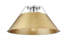 Golden 3306-3FM CH-BCB - Orwell CH 3 Light Flush Mount in Chrome with Brushed Champagne Bronze shade