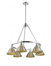 Golden 3306-6 CH-AB - Orwell CH 6 Light Chandelier in Chrome with Aged Brass shades
