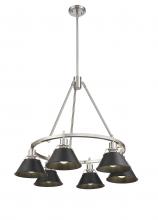 Golden 3306-6 PW-BLK - Orwell PW 6 Light Chandelier in Pewter with Matte Black shades
