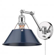 Golden 3306-A1W CH-NVY - Orwell CH 1 Light Articulating Wall Sconce in Chrome with Matte Navy shade