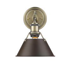 Golden 3306-BA1 AB-RBZ - Orwell AB 1 Light Bath Vanity in Aged Brass with Rubbed Bronze shade